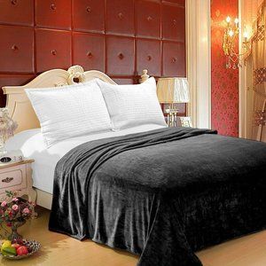 Black Super Soft Blanket Throw Warm Cozy